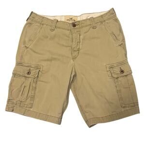 Y2K Hollister Men's Tan Khaki shorts 36 Classic Fit Button Fly Utility Cargo